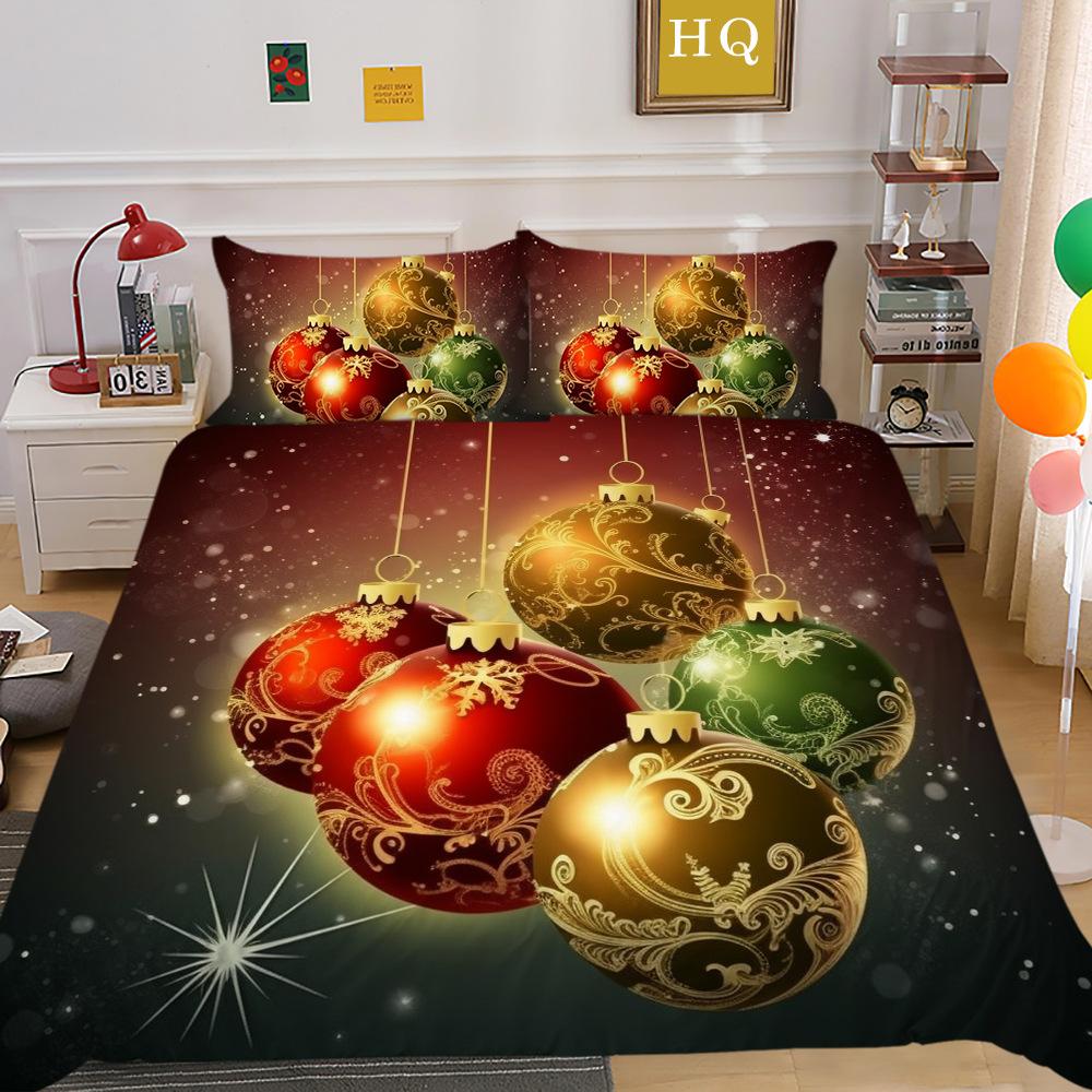 Christmas Digital Printing 3D Printing Polyester Pillowcase Quilt Cover Two Or Three-Piece Set