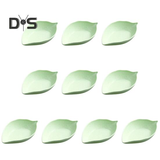 

10 шт. многоразовая тарелка для приправ, экономящая пространство, модная тарелка для приправы в форме сердца в японском стиле Leaf зелёный