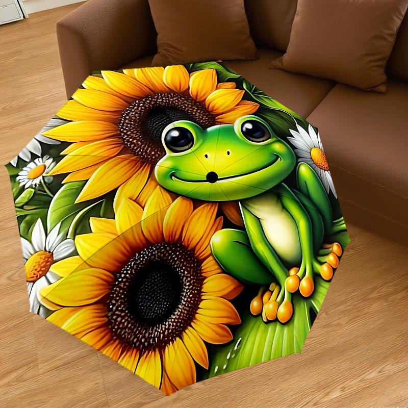 1PC frog sunflower Umbrella-8-Rib Reinforced Portable Folding Travel Suitable for All Seasons Outdoor Daily Use-H0354