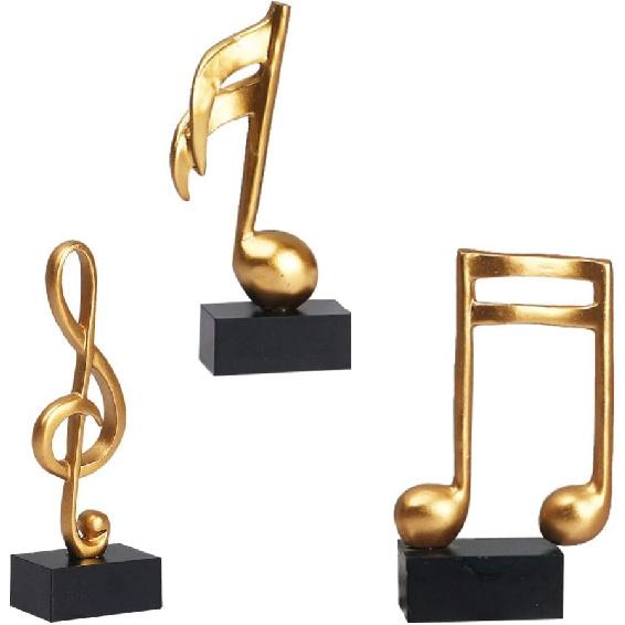 DOITOOL 3pcs Music Note Decor Musical Note Figurines Tabletop Musical Sculptures Resin Statue Crafts Music Note Figurine for Table Centerpiece Crafts