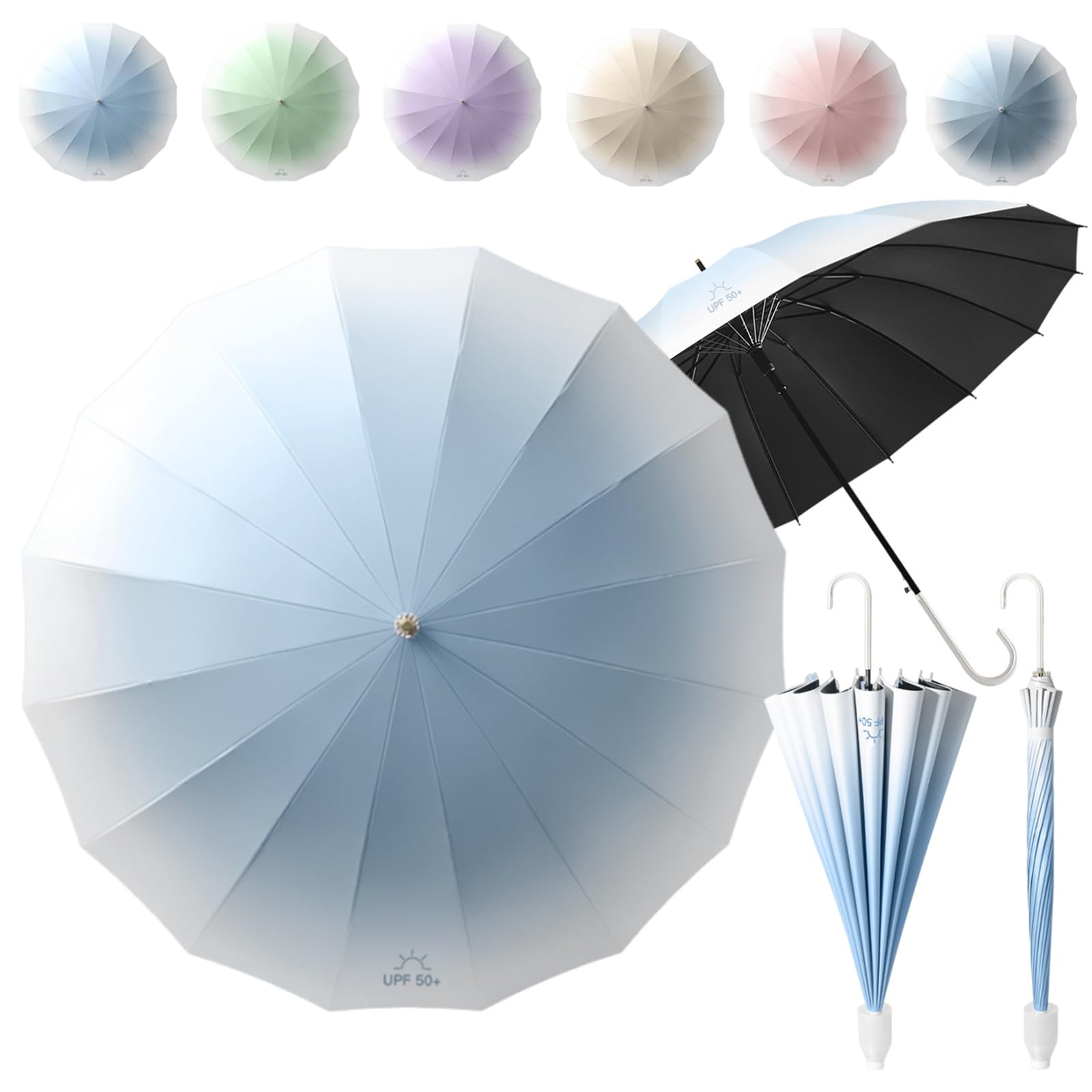 

Обмен Длинный зонт для женщин и УФ-свет Легкий и с 16 Ветрозащитный и Солнечный свет Жара Тайфун и Сезон дождей Идеально подходит для или Путешествия Мужчины, розовый