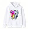 Kids Boys Girls Pullover Hoodie, Neon Dripping Split Bear Print Casual Long Sleeve Hooded Sweatshirt, Fashion Streetwear Top For Children