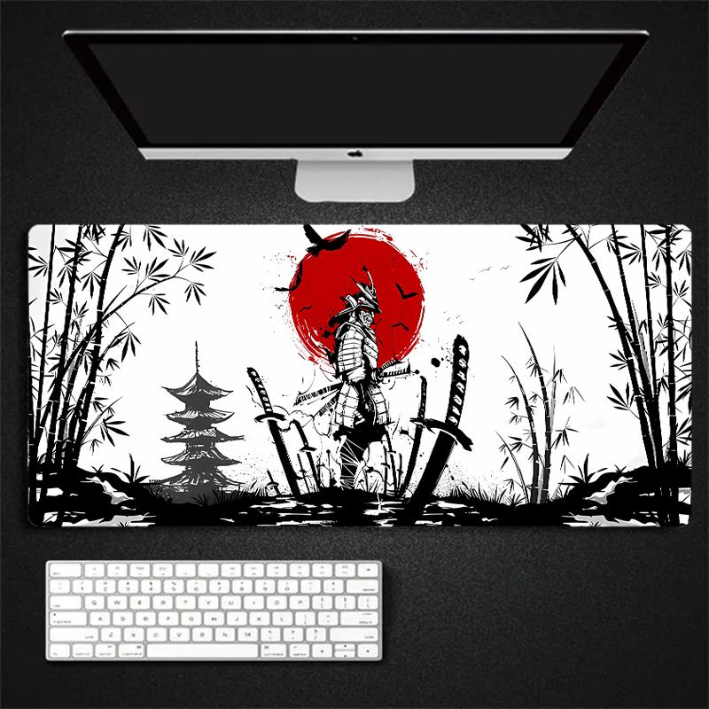 black Samurai Mouse Pad Samurai Legion Landscape Table Mat Aesthetic Computer MousePad Unique Mouse Keyboard pc Desk Mats