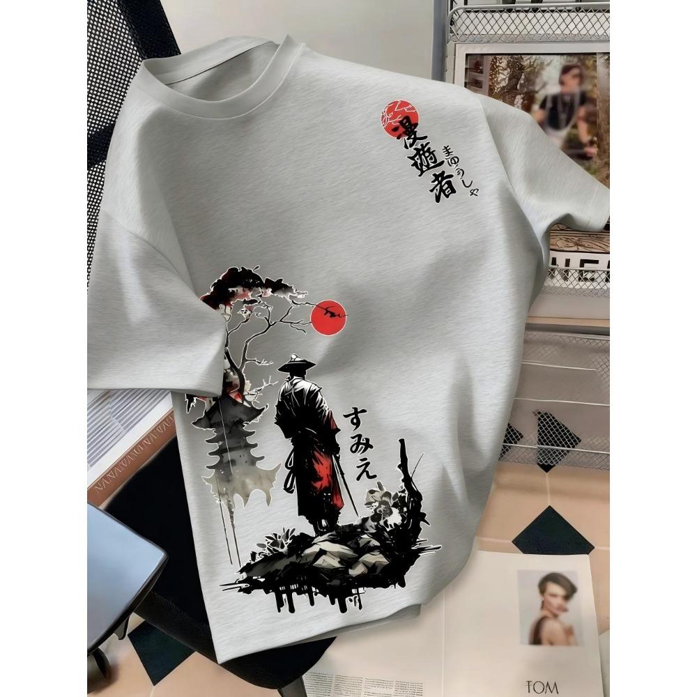European and American men's summer wandering swordsman print comfortable and breathable round neck T-shirt outdoor street top