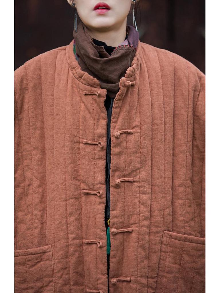 Women's Winter Quilted Ramie Cotton Coat - Vagabond Zen Style Robe