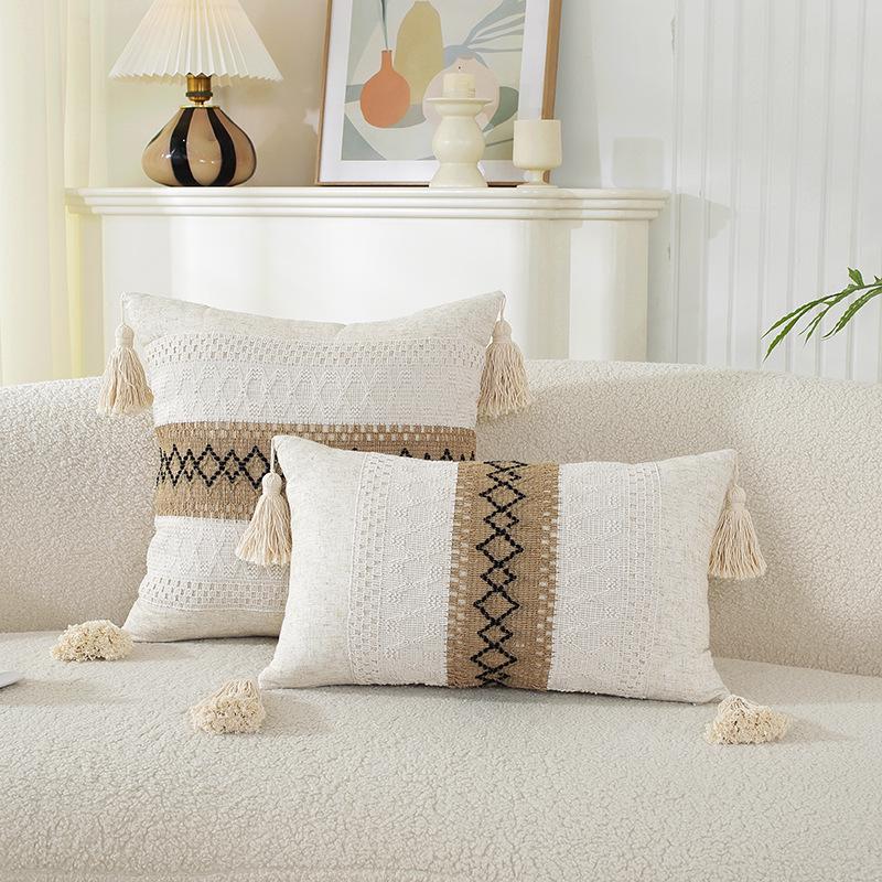 American Multicolor Jacquard Throw Pillow Cover for Sofa, Bed, Chair, and Car