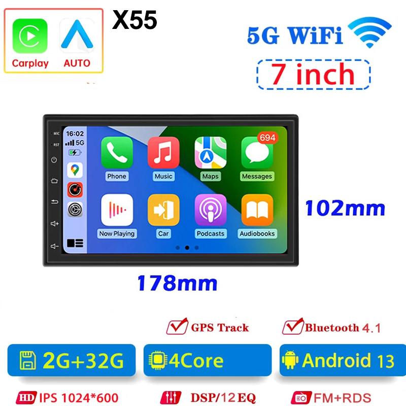 Android 13 Universal 7"/9"/10" 2Din Car Radio Automotive Multimedia Player Wireless Android Auto Carplay Car Stereo Receiver BT