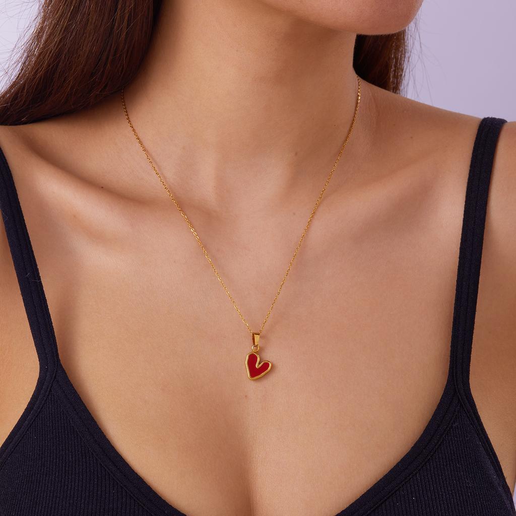 Stainless Steel Love Heart Pendant Necklace For Women Gold Color Fashion Neck Chain Female Choker Collar Jewelry Birthday Gifts