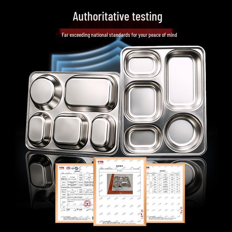 304 Stainless Steel Children's Sectioned Dining Plate for Kindergarten or Canteen Use