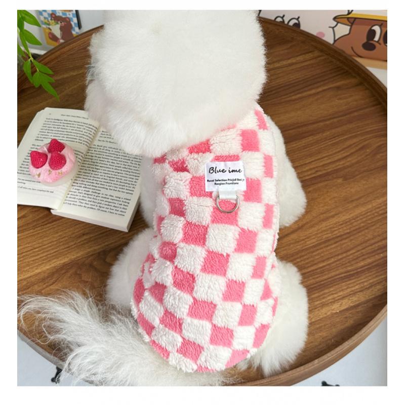 Pet Dog Fleece-Lined VestInsFur Plush Warm Pet Dog Cat Clothes Teddy Bichon Poodle Leash Vest