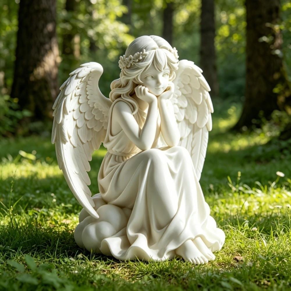 Decoration Desktop Ornaments Light Luxury Guardian Angel Figurine Cute Girl Sculpture Office