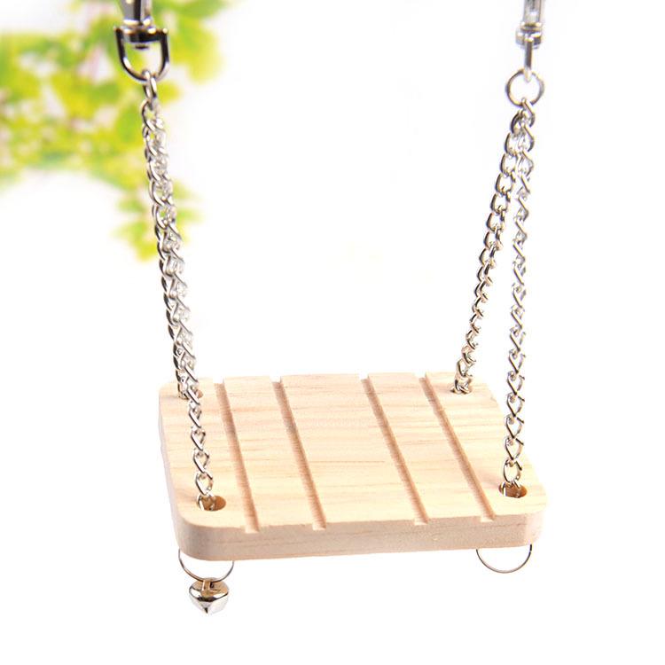 Wooden Swing Hammock & Bell Toys for Hamsters and Small Pets