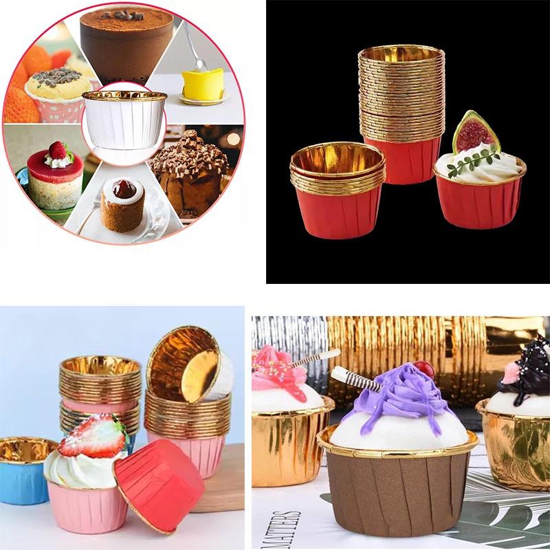 50Pcs Eco-Friendly Cake Liner Tray Muffin Cases Baking Cup Cupcake Wrappers - Disposable Paper Cups for Baking and Party Decor