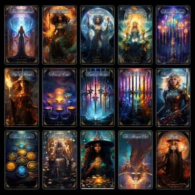 Divine Celestial Tarot with Empowering Women Taking Center Stage 78 Pcs Cards 10.3*6cm