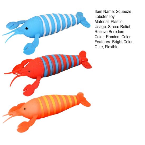 Squeezing Lobster Toy Cute Colorful Simulation Animal Doll Pinch Toy Anxiety-Relief Soft Plastic Squeeze Fidget Squishes Decompression Toy Boys Girls