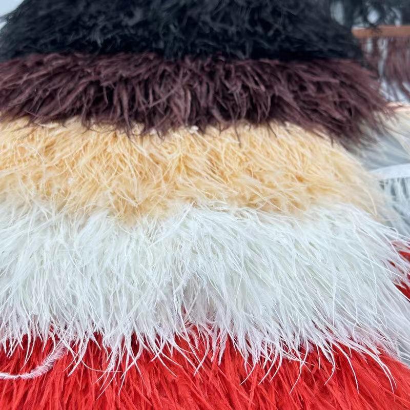 8-10 Ostrich Feather Cloth Edge Colorful Ostrich Hair Dress Performance Accessories Diy Decorative Material Feather Cloth Edge