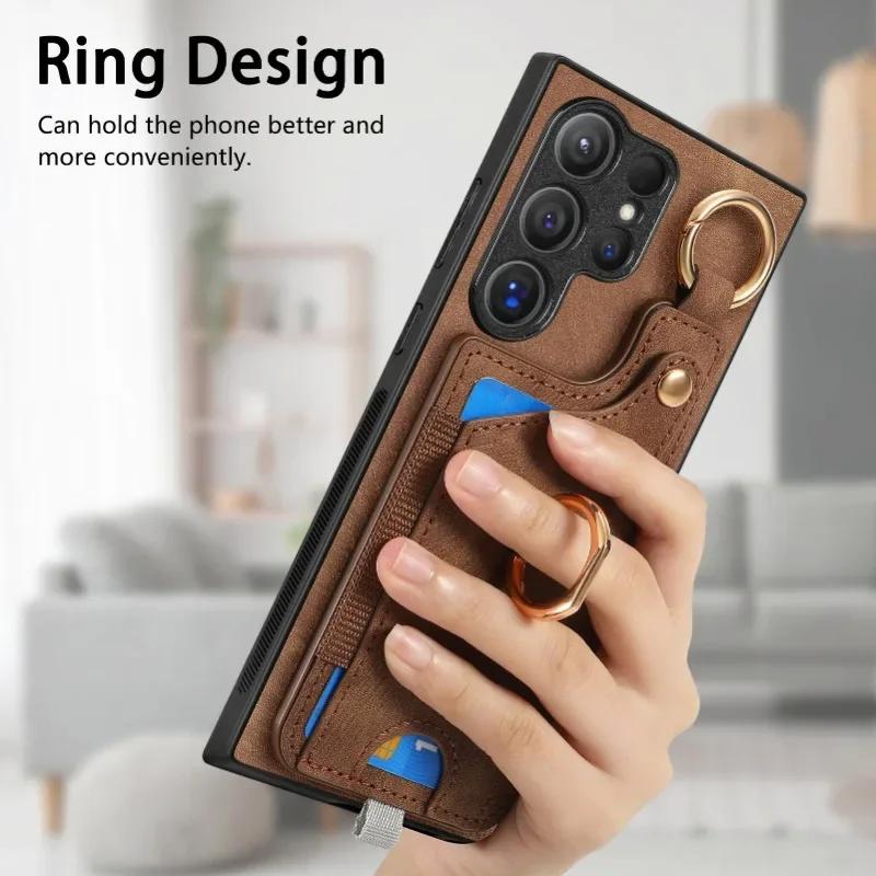 Ring Holder Phone Case for Samsung Galaxy S24 FE S26 S25 S23 S22 Ultra A17 A07 A57 A37 A36 A56 Magnetic Wallet Card Slot Cover