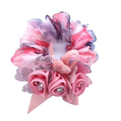 Haargummis und Haarbänder Blume Scrunchie Elastisches Gummiband Hochsteckfrisur Dutt Kopfschmuck Haar Accessoires elegantes Haarseil