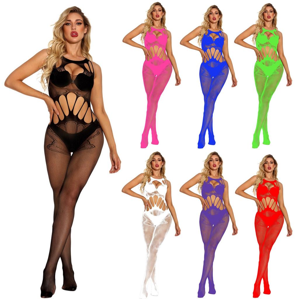 Fishnet Bodystocking Lingerie Open Crotch Bodysuit One Piece Mesh Stockings Sheer Full Body Fishnet Hosiery