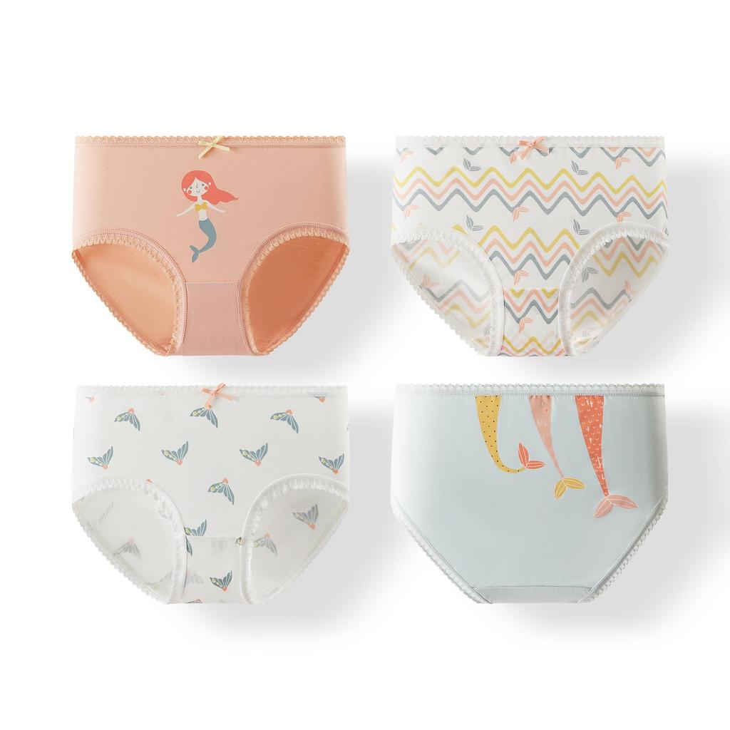 Baby Girls' Cute Cartoon Print Cotton Underpants - Breathable Bow Design for Infants and Toddlers