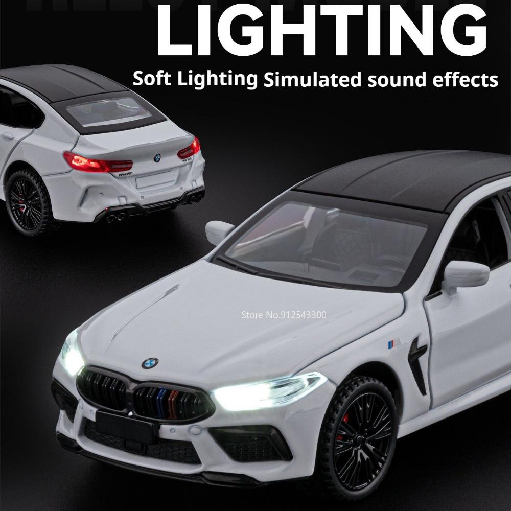 1:32 Scale M8 M4 Sports Car Model Toy Wheel Steering Doors Opened Supercar Sound Light Miniature Models Gifts for Children