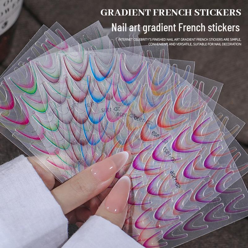 

Gradient French Nail Art Stickers - Simple, Versatile, and Stylish Decorations