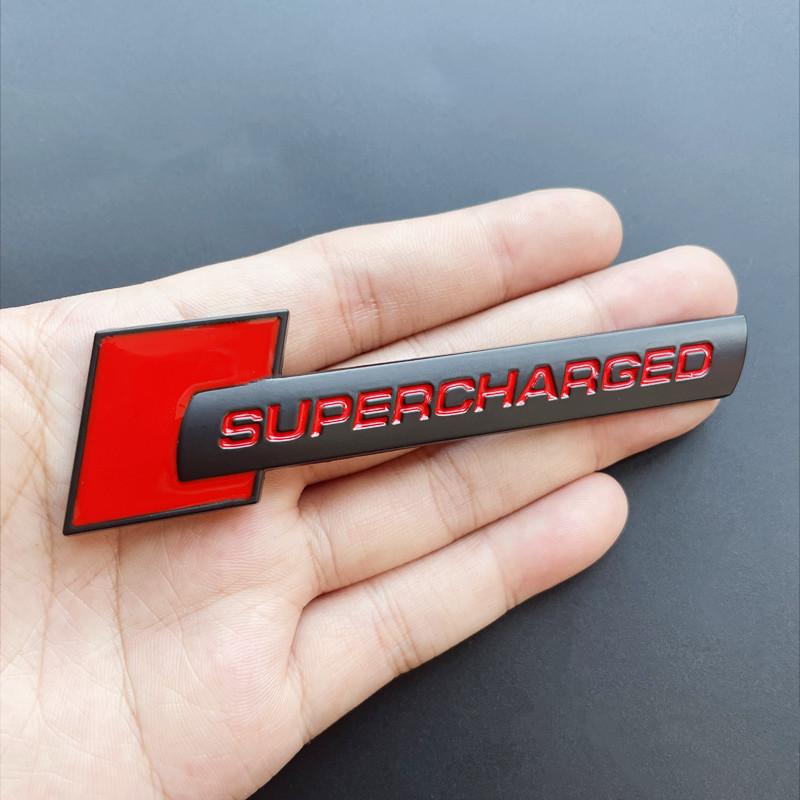 3D Metaal Supercharged Embleem Badge Sticker Auto Sticker Voor Audi Q7 S Line A6 C6 A8 D4 S4 B8 S6 C5 V6 Supercharged Logo Accessoires