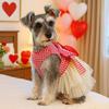 Valentinstag Haustier Hund Katze Kleidung Rot Weiß Kariert Prinzessin Tüllkleid Herz Aufgeblasster Rock Welpenkleidung Französische Bulldogge Hundekostüm