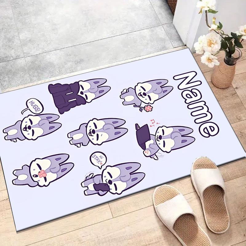 Custom Kpop Team Mat Personalized Name, Polyester Washable Indoor Entryway Rug, Gift for Christmas, Easter, Thanksgiving Day