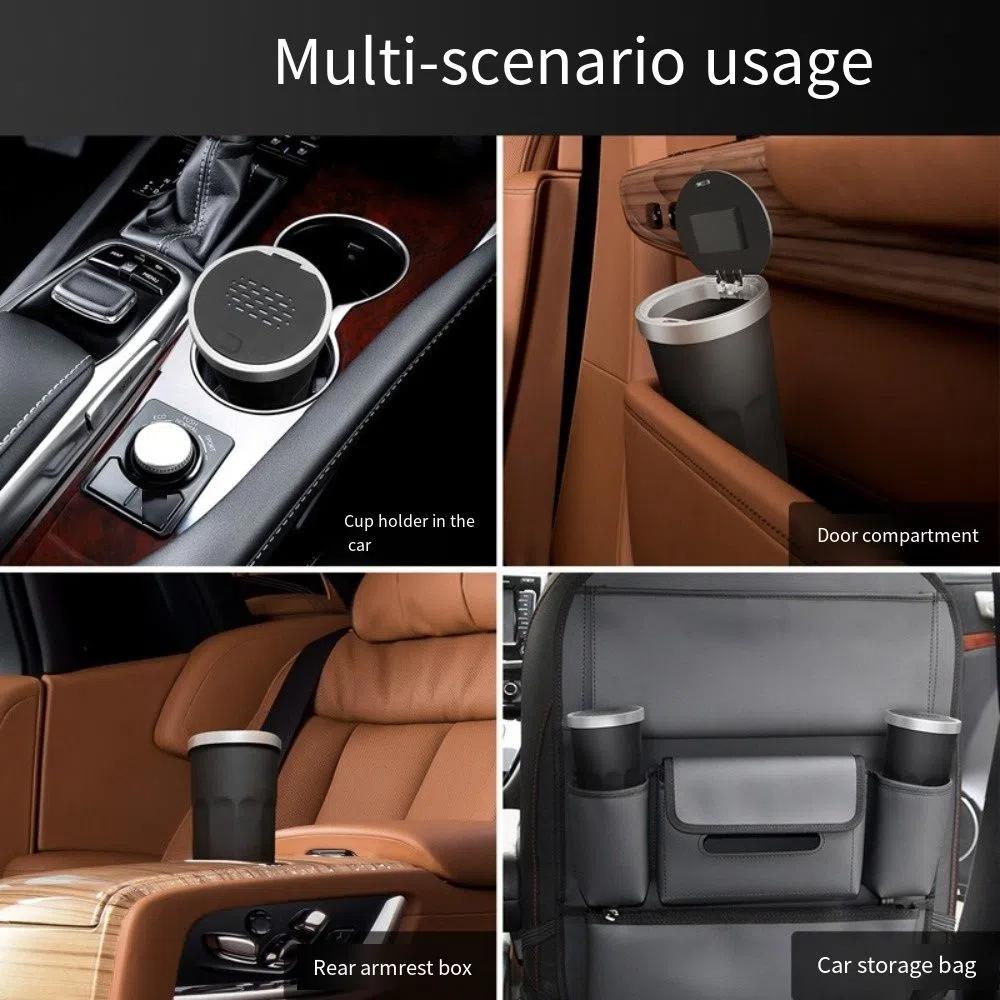 with Lid Car Trash Bin Can Mini Car Interior Rubbish Bag Bucket Auto Dust Organizer for Auto