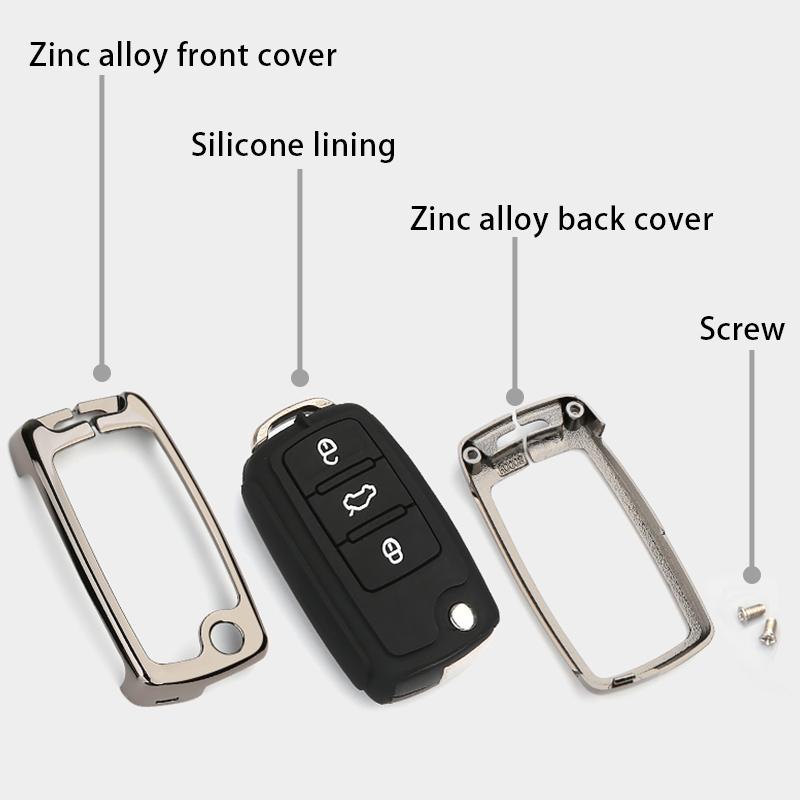 For Volkswagen Polo Golf 4 5 6 7 MK7 Tiguan Mk2 Jetta Bora T-ROC T-CROSS Scirocco Galvanized Alloy+Silicone Car Remote Key