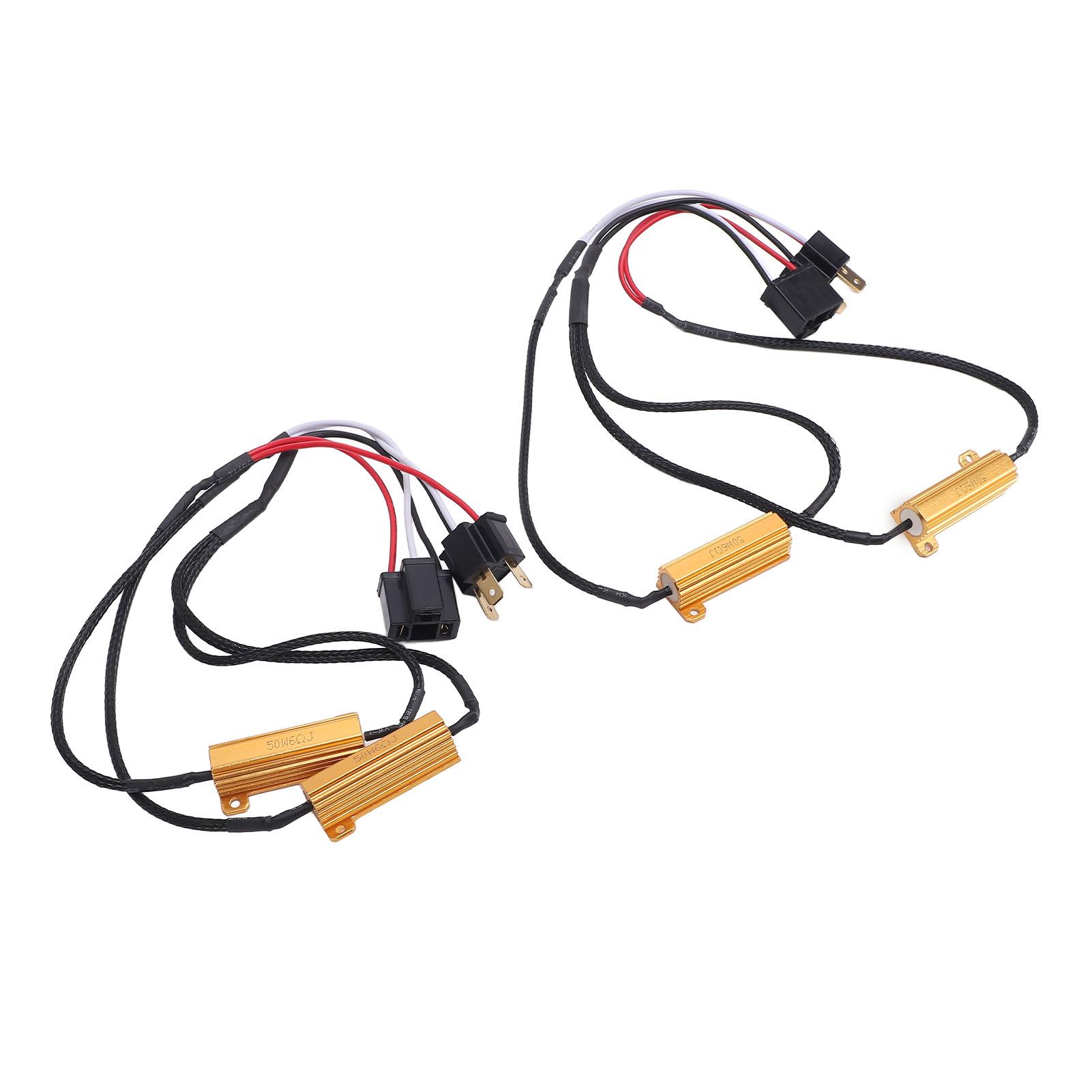 

Пара світлодідних навантажувальних резисторів 50 Вт 6 Ом H4 9003 Декодер світлодідів проти мерехтіння Релейний джгут-адаптер для поворотників Денне світло