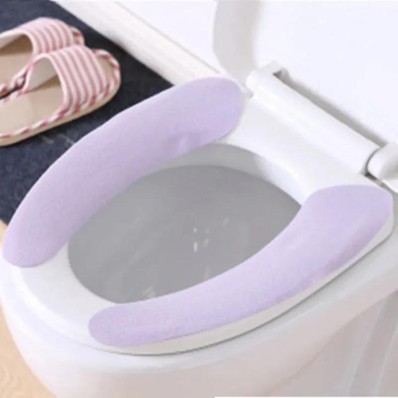 

Универсальный чехол для сиденья унитаза, 2 пары, мягкий, мультяшный, туалет, липкий коврик для сиденья, моющийся, подогреватель для ванной, чехлы для сидений, подушки