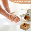 Bamboo Wood Square Soap Dish With Lid Drainage Soap Holder No Suction Cup Bathroom Soap Storage Box For Household Shower Room