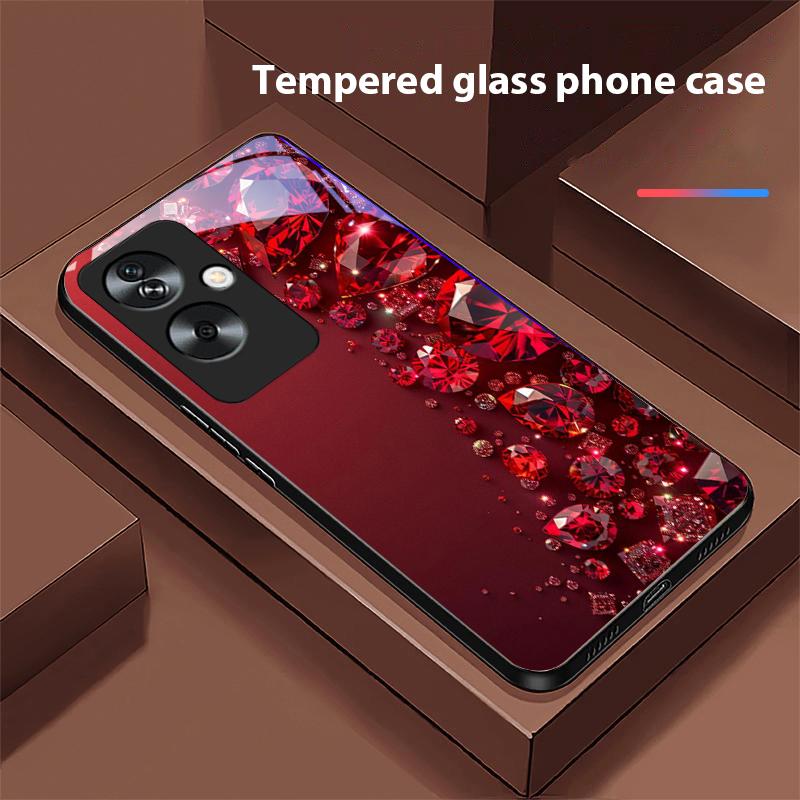 

Повне покриття камінням для Oppo A79 5G 58 78 74 60 4G Reno 11F Realme GT 6 11 Note 50 10 C55 X2 Загартоване скло Чорний чохол для телефону For Reno 11 Pro 5G