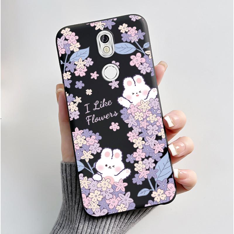 Case For Nokia 7 Phone Casing For Nokia 7 Plus Back Cover Trendy Soft Silicone Shockproof Black Case Milk Tea Rabbit Pattern