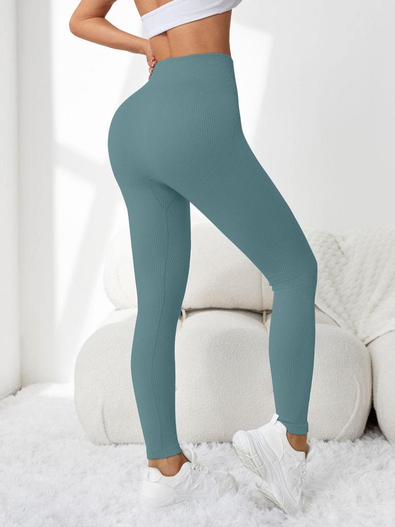 Europäische & Amerikanische Gerippte High-Waist Strick-Yogahosen - Bestseller Nahtlose, Hautfreundliche Fitness-Tights für Herbst & Winter