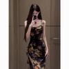 Pure Desire Wind Lotus Leaf Edge Sleeveless Floral Suspender Dress Women's Summer New Waist and Thin Temperament a Word Long Dress