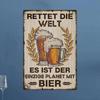 Metal Wall Poster Retter Die Welt German Beer Vintage Bar Decor
