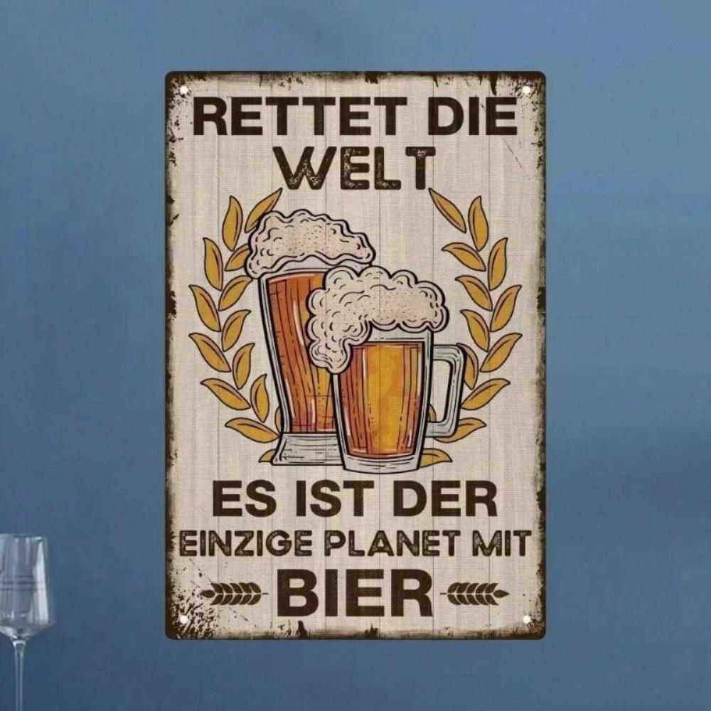 Metal Wall Poster Retter Die Welt German Beer Vintage Bar Decor