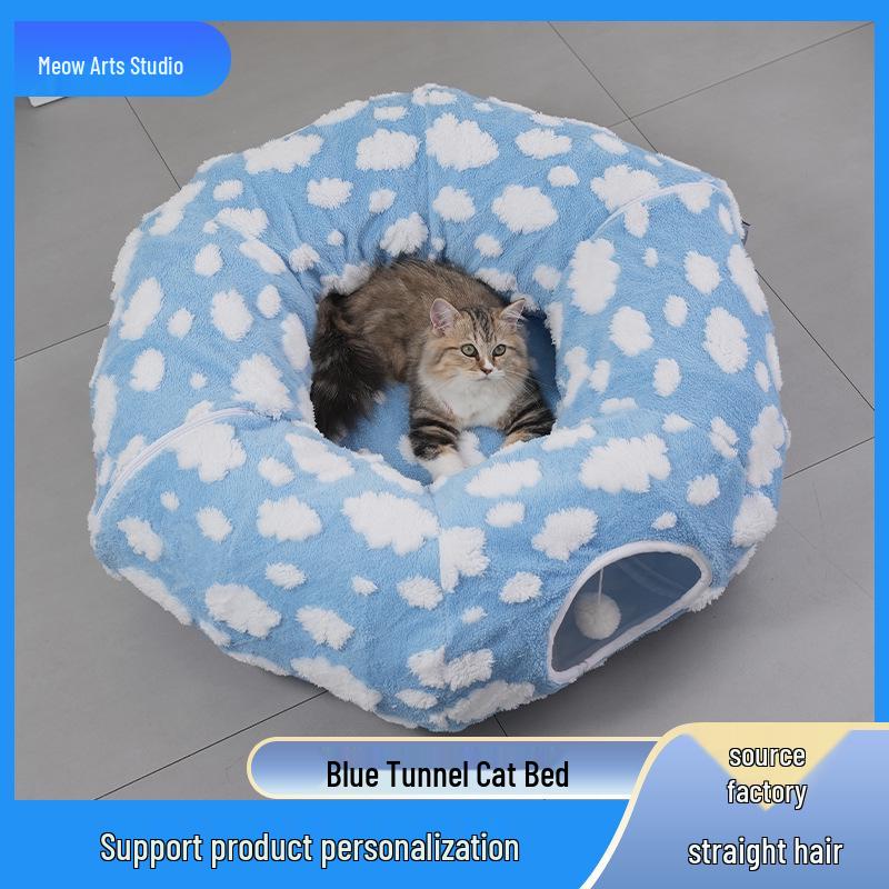 S-Shaped Convertible Cat Tunnel Bed – Round, Disassemblable, and Perfect for Playtime & Naptime