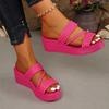 Sandalias de cuña para mujer Verano Mujer Slip on Tacón alto Moda Zapatos de mujer Cómodos Flor Exterior Sandalias de plataforma