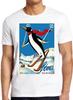 Ski Penguin Swiss Alpine Switzerland Travel Poster Cool Gift Tee T Shirt M304