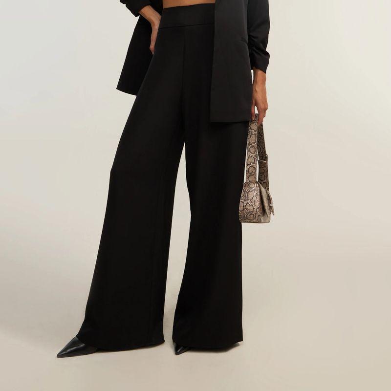 

The Waist Is So High, the Legs Are So Wide and Tall, It s Very Beautiful, Suitable for Summer Wide-Leg Pants Trousers Black M