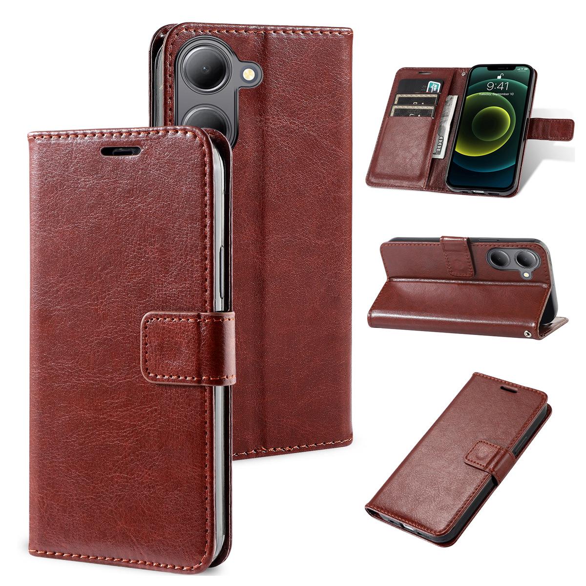 

Универсальный кожаный чехол-книжка для Infinix Zero 30, Itel A48/A49, Tecno Pova 4 TECNO CAMON 20/20PRO 4G коричневый