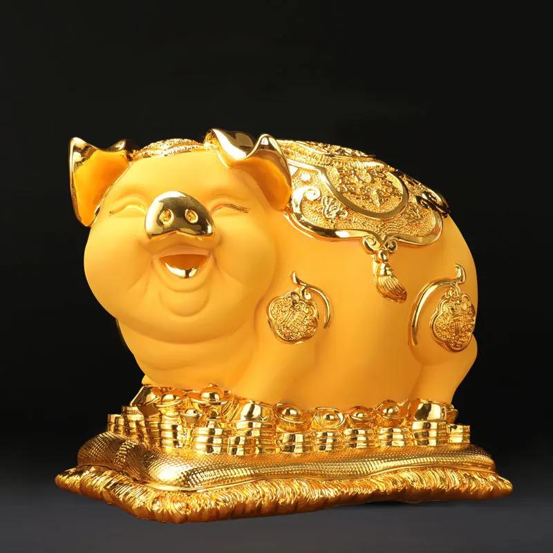 Creative Golden Piggy Bank Home Decoration Accessories Modern Resin Crafts Business Gifts Living Room TV Cabinet Ornaments