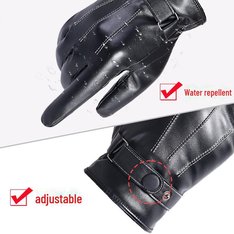 Men's and Women's Winter Touch Screen Leather Gloves... Thick, Warm, Windproof, and Velvet Lined for Riding Motorcycles and Outdoor Activities.