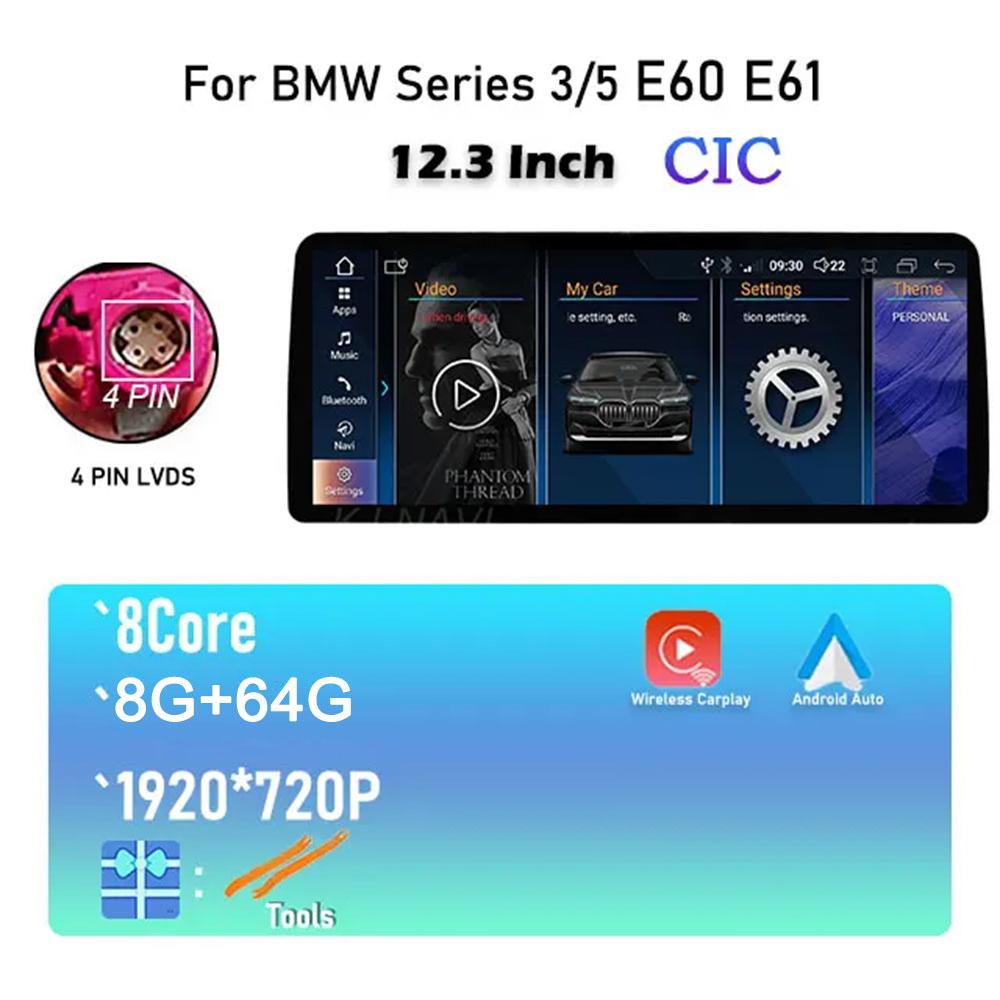 New 12.3 Inch IPS Screen Android 14 For BMW Series 3/5 E60 E61 E90 E92 Car Radio Player Multimedia GPS Navigation Video