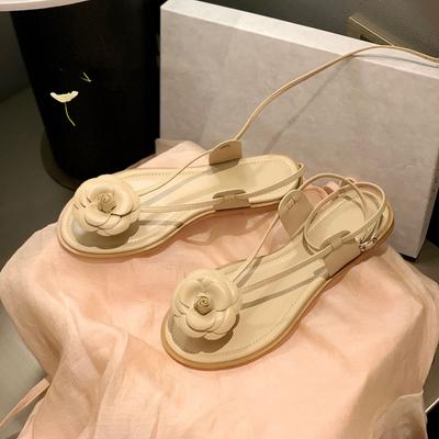 Elegant Woman Camellia Sandals 2024 Women Slippers Flat Sandals Luxury Sandals Women Designers Brand Beach Sandals Flip Flops