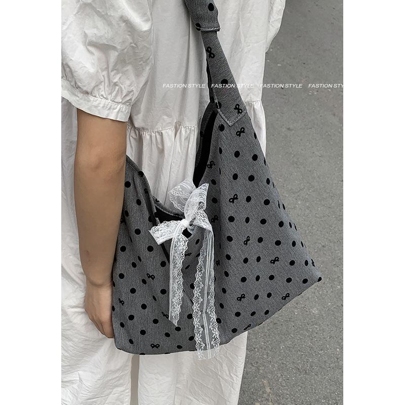 Casual Large-capacity Bag, Fashionable Polka Dot Single-shoulder Bag, Versatile Commuter Tote Bag